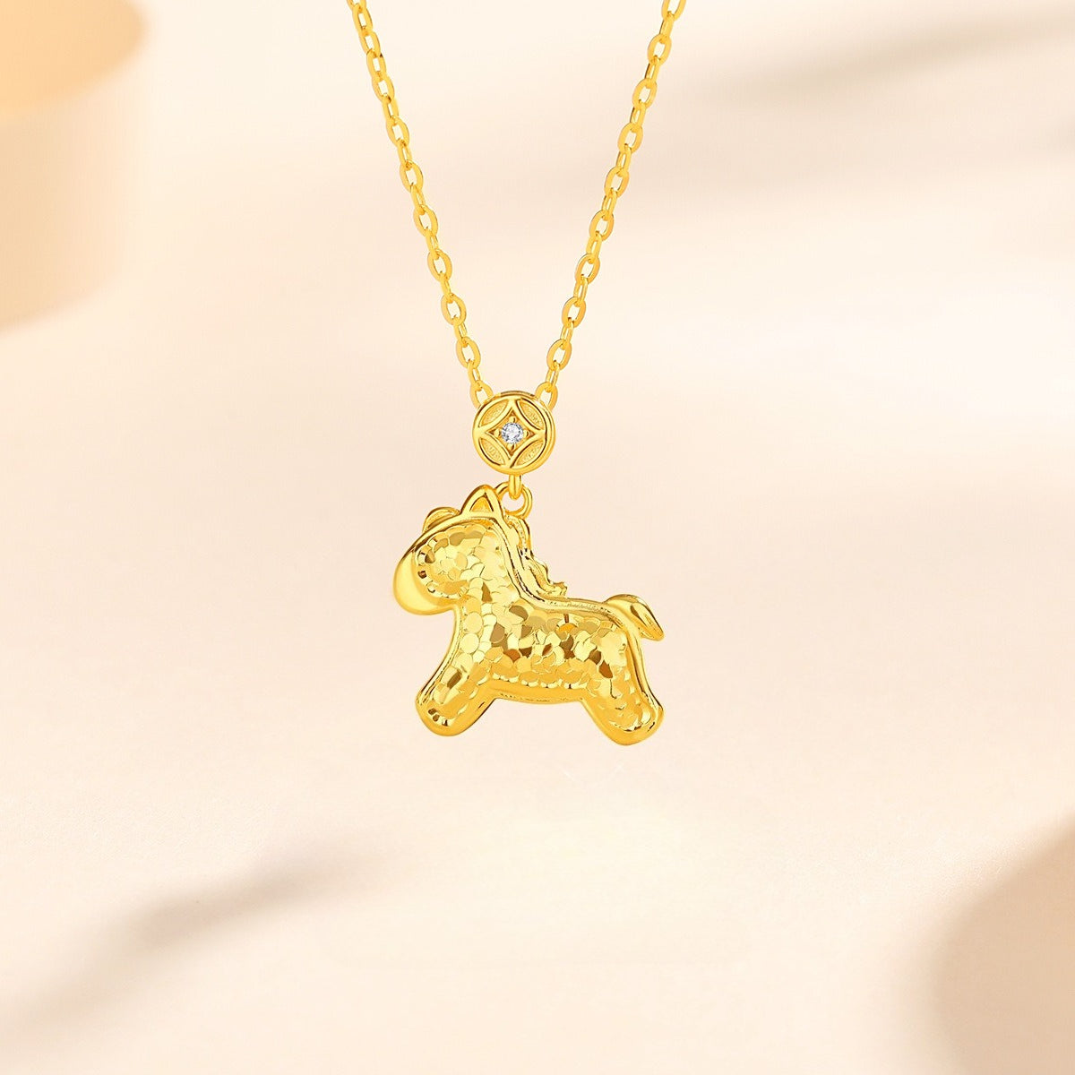 Women’s S925 Silver Ice-Textured Cute Horse Set – Necklace, Bracelet, Earrings Charms