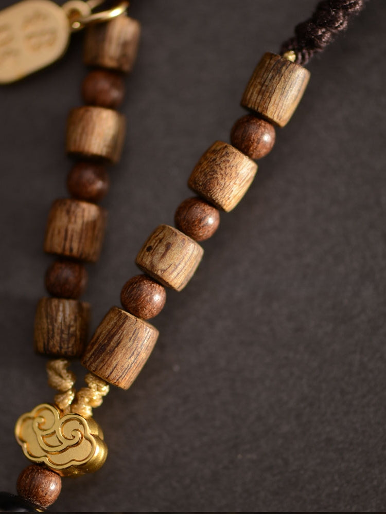 Agarwood Tibetan Dzi Beads Pendant