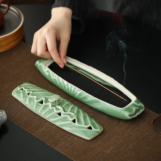 Longquan Celadon Ceramic Incense Tray for Stick