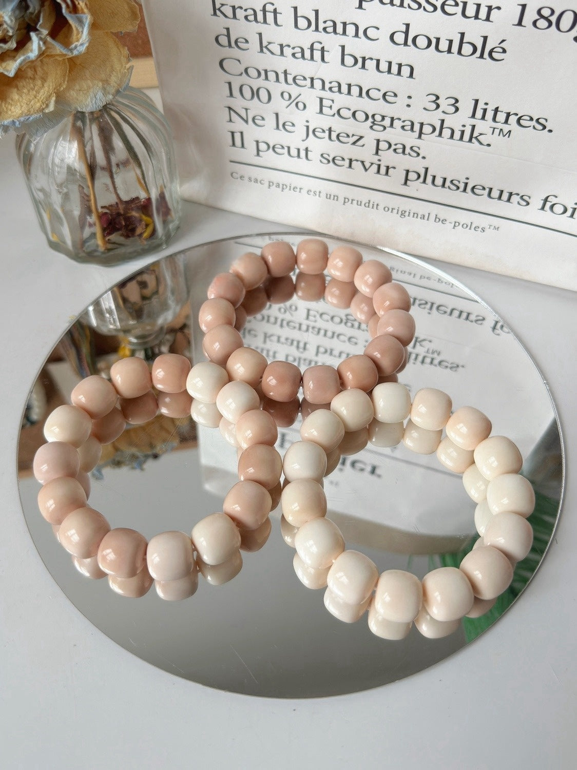 14mm Milk Strawberry Series Bodhi Bead Bracelet