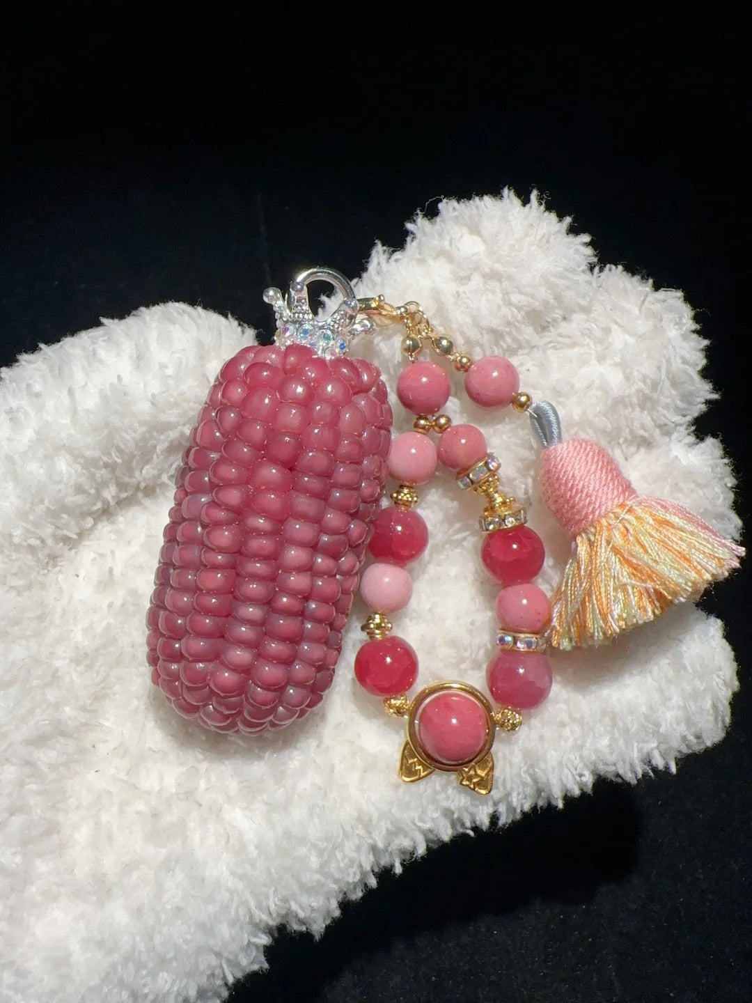 Ice-Transparent Pomegranate Red Natural Corn Charms for Fidgeting