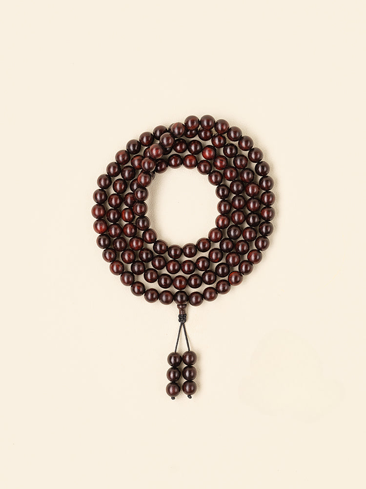 8mm African Small Leaf Red Sandalwood 108 Bead Mala