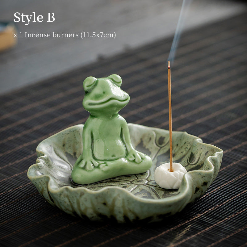 Cute Ceramic Frog Incense Holder for Sticks