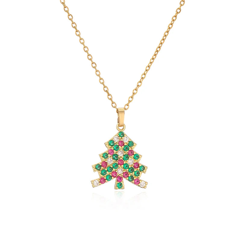 Exquisite Christmas Necklaces Xmas Tree Bell Santa Pendants Women Christmas Gifts