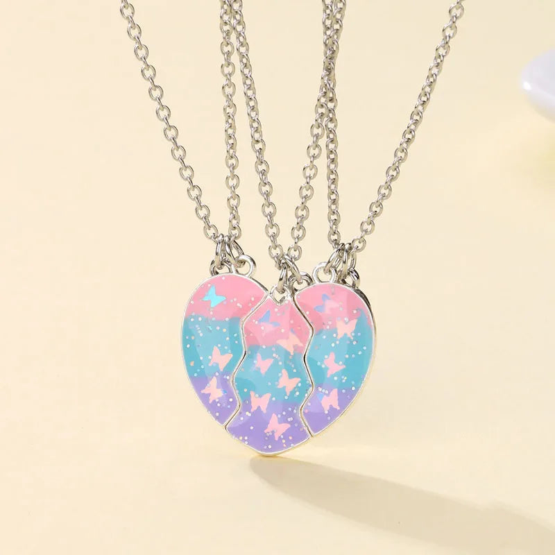 2/3Pcs/set Butterfly Unicorn Heart Magnetic BFF Necklace for Girls