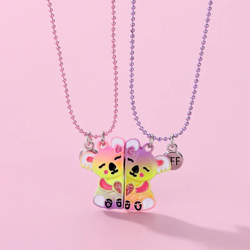 2Pcs/Set Cute Magnetic Koala Bear BFF Necklace for Girls