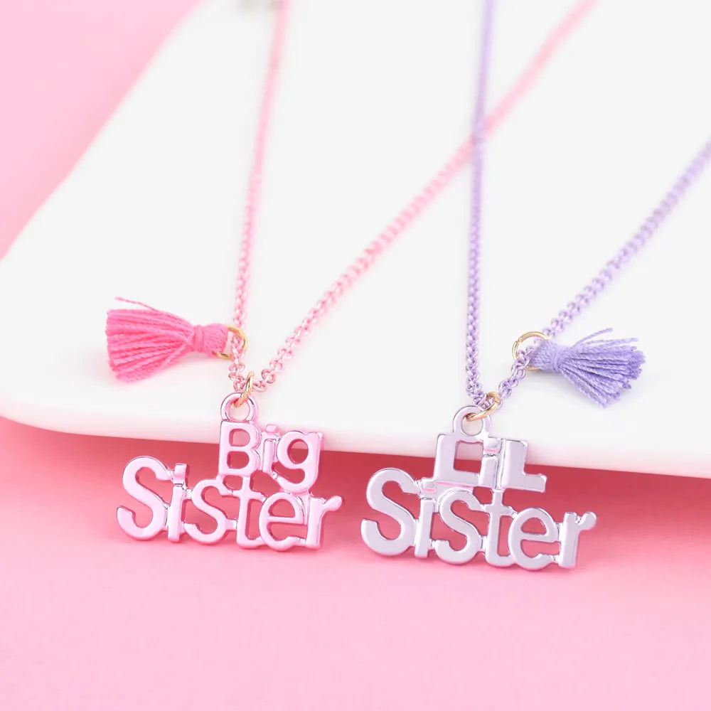 2Pcs/Set Big Sister LiL Sister Pendant BFF Necklace for Kids