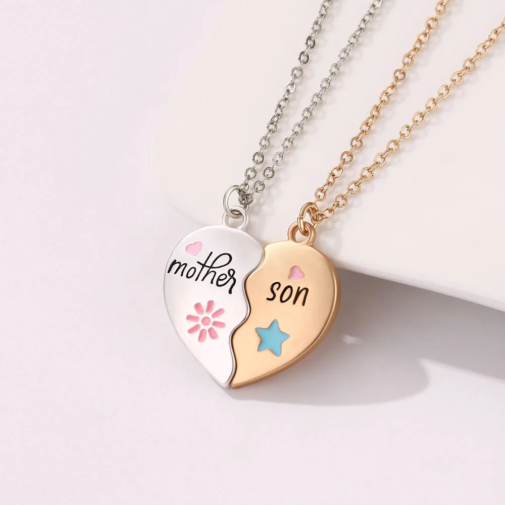 2Pcs/Set Heart-shaped Mother & Son Magnet Necklace for Love