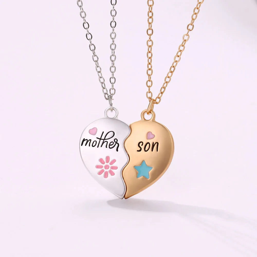 2Pcs/Set Heart-shaped Mother & Son Magnet Necklace for Love