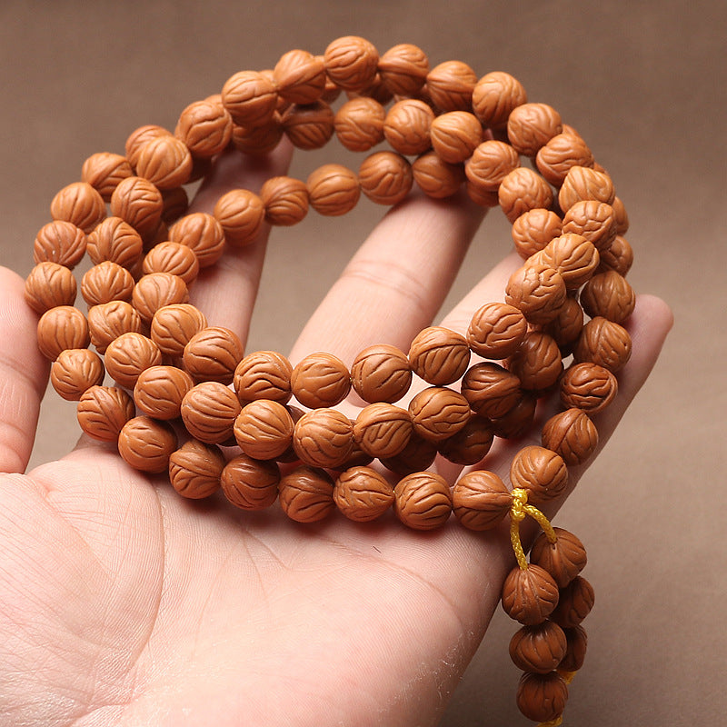Qinling Dragon-Pattern Peach Pit 108 Prayer Beads Traditional Wenwan Bracelet