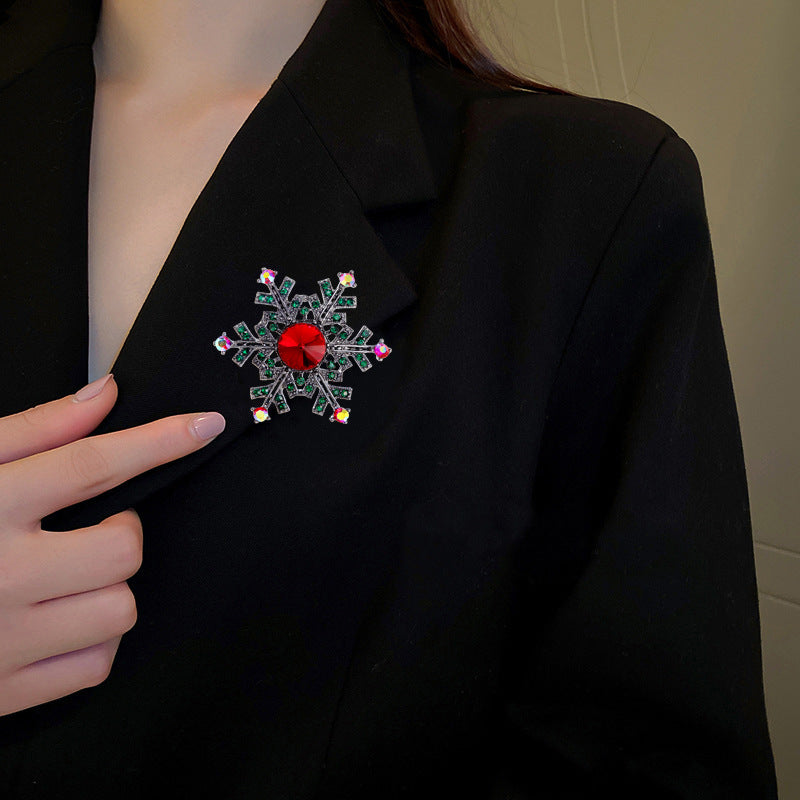 Snowflake Rhinestone Gem Brooch