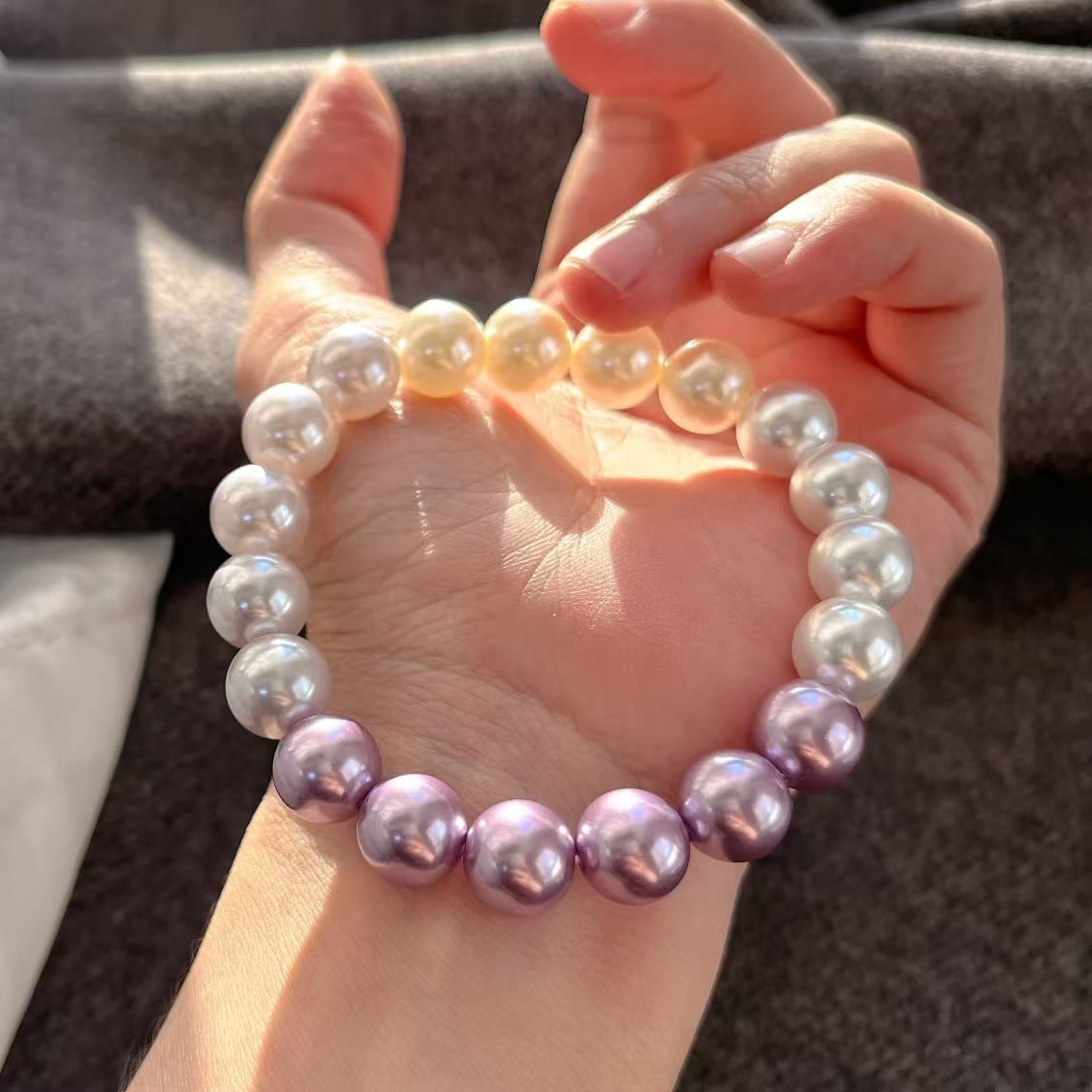 10mm High Quality Artificial Crystal Pearl Bracelet Gradient Color bracelet