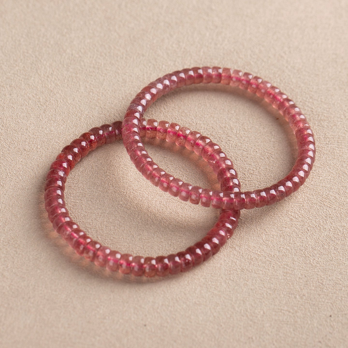 7A Natural Clear Red Strawberry Quartz Bracelet – Premium Straight-Cut Design, Multiple Bead Shapes Available