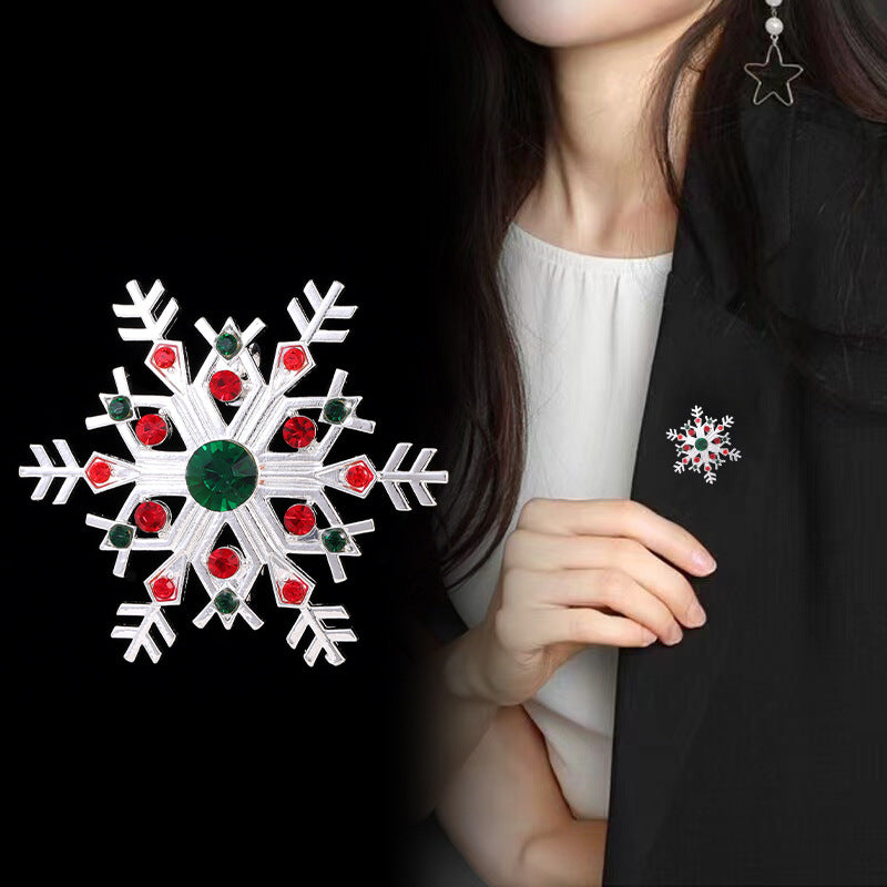 Christmas Rhinestone Snowflake Brooch Christmas Gift Festive Accessory