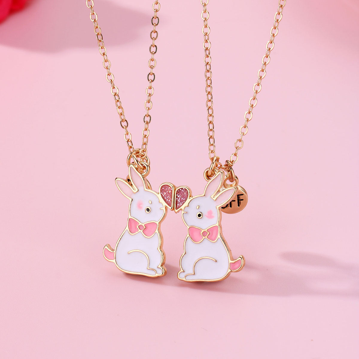 Easter BFF Rabbit Magnetic Pendant Necklace for Girls