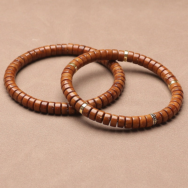 Natural Purple Golden Rat Seed Slice Single-Circle Wenwan Bracelet