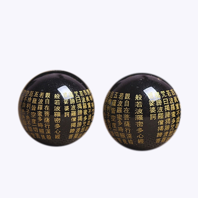 Black Agate Gilded Heart Sutra Bead