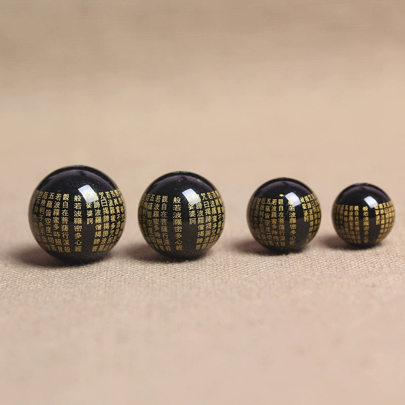 Black Agate Gilded Heart Sutra Bead