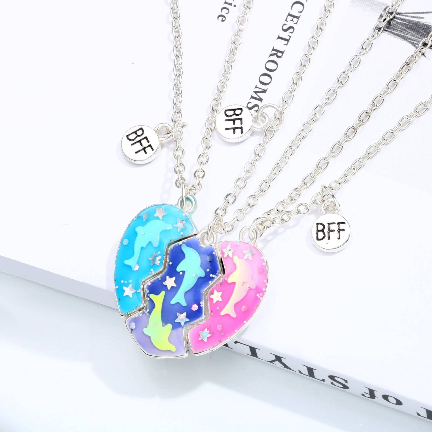 Good Friend Dolphin Magnet Necklace Set for Kids