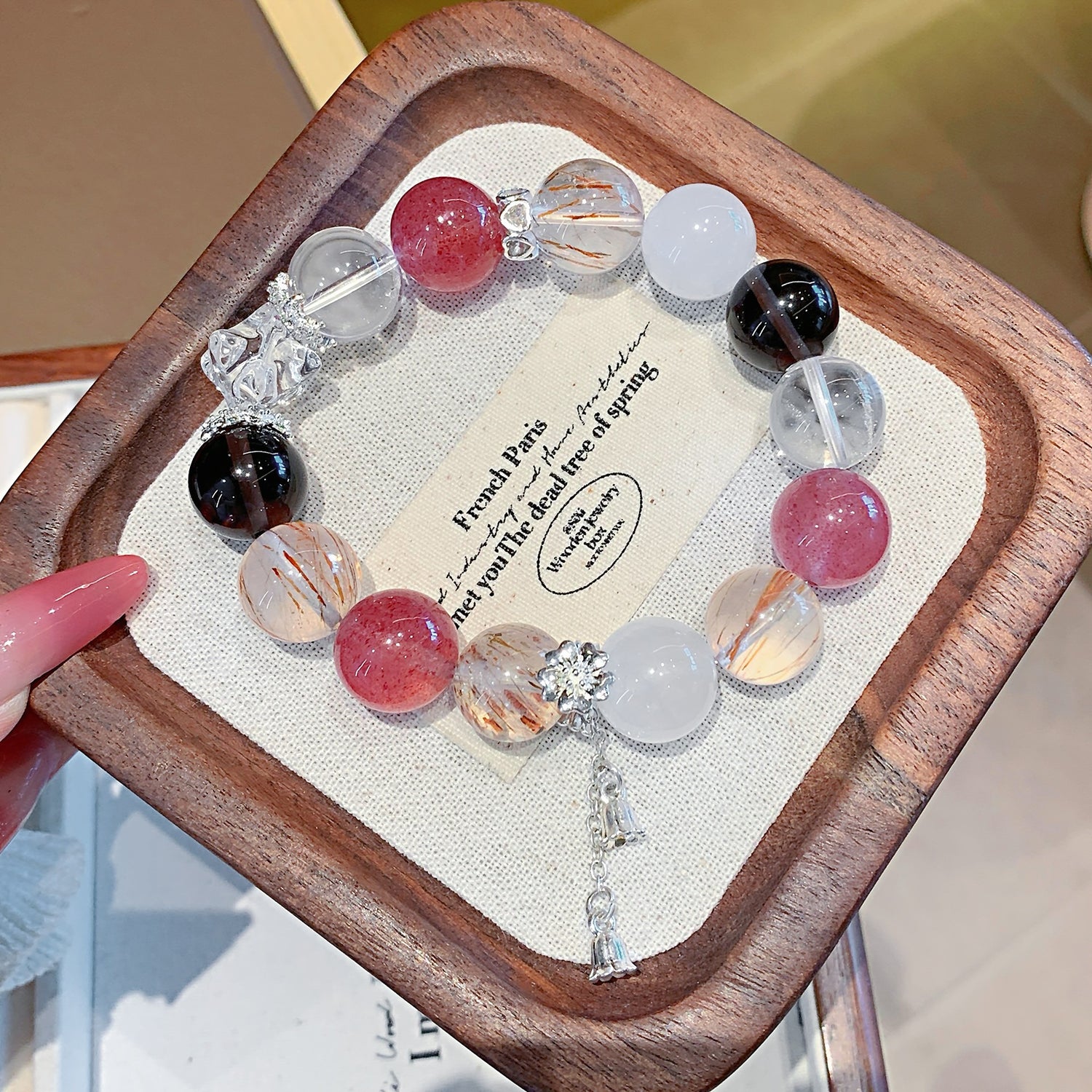 Natural Multi-Gemstone Strawberry Quartz Bracelet – DIY Customizable Design