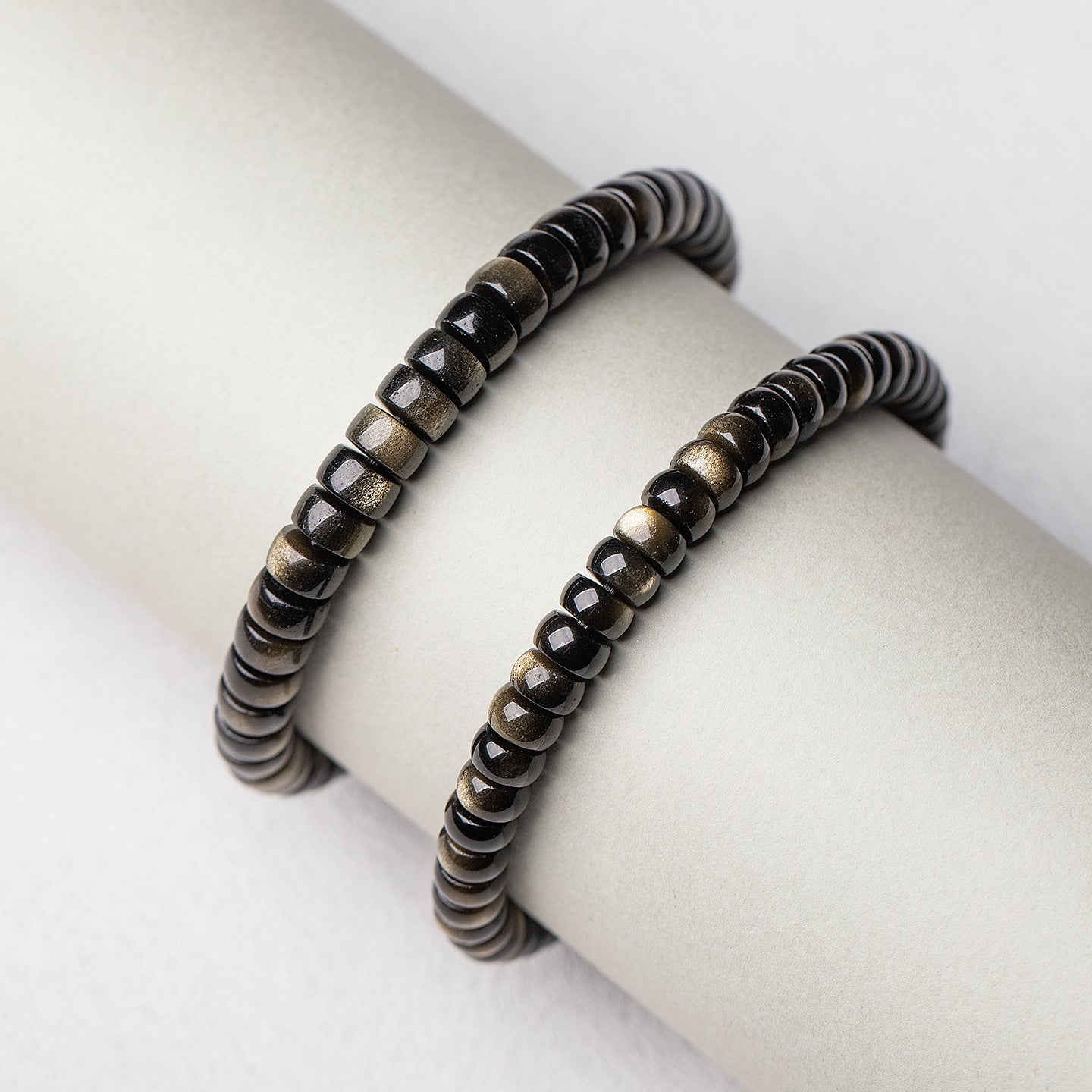 Natural Gold Obsidian Straight-Cut Thin Slice Bracelet