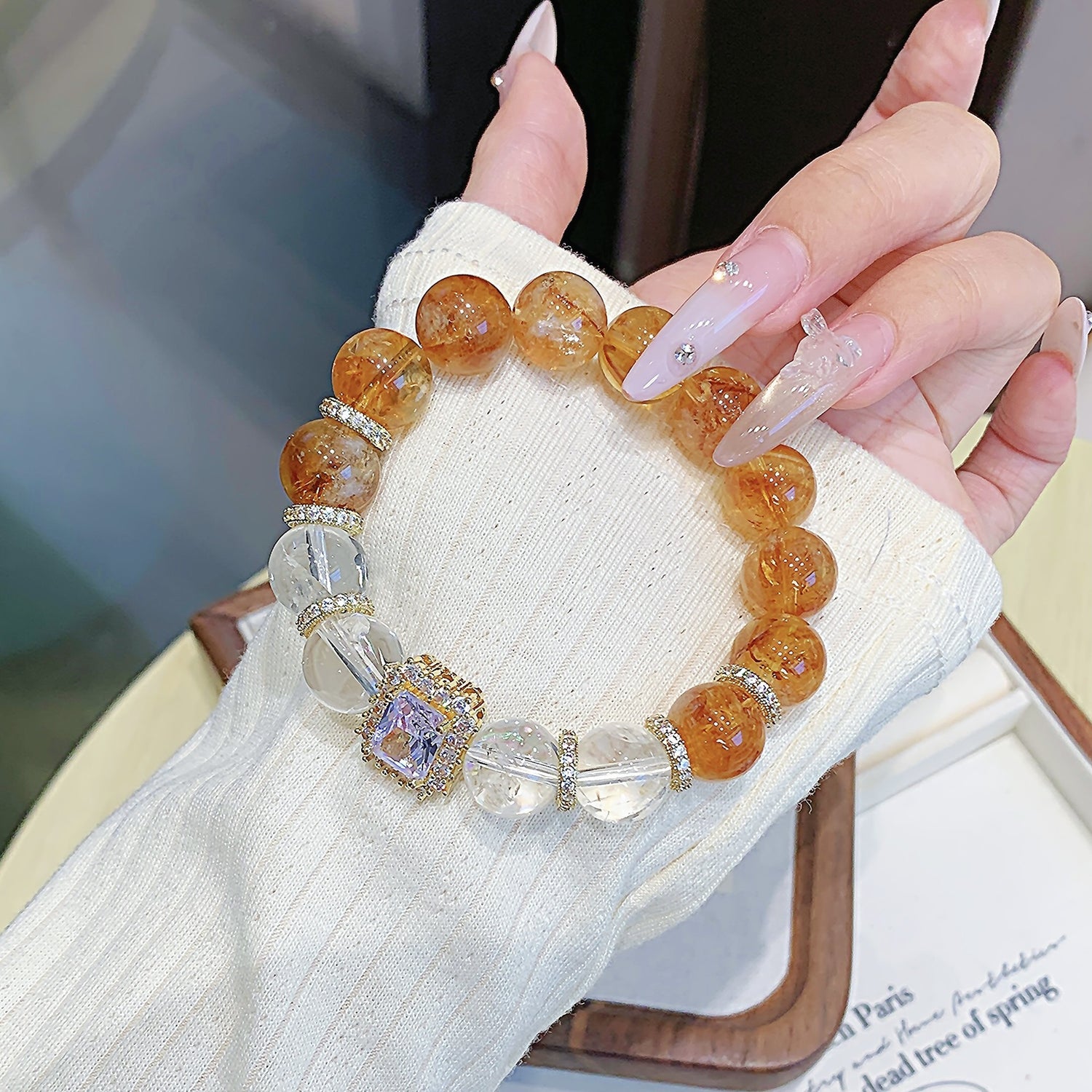 Natural Golden Topaz Quartz Bracelet – DIY Personalized Design