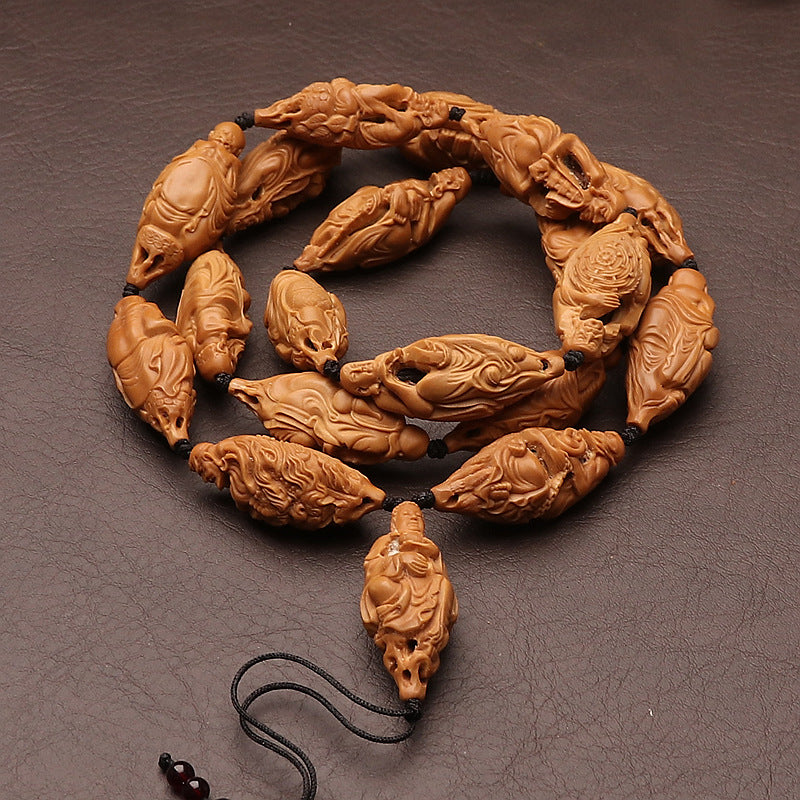 Natural Olive Pit Hand-carved Eighteen Arhats Men’s Pendant