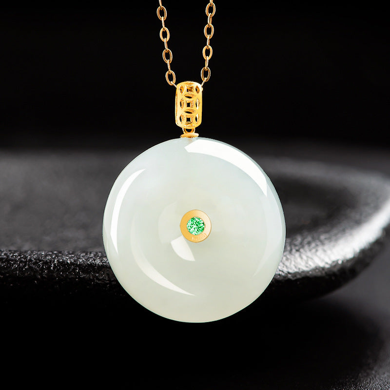 Natural Hetian White Jade Peace Circle Pendant-Symbol of Peace and Protection