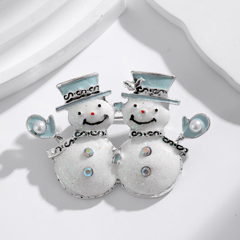 New Glazed Christmas Brooch Holiday Gift Snowman Brooch Pin