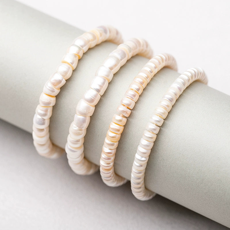 Natural Freshwater Pearl Straight-Cut & Tibetan Style Diagonal-Cut Bracelet – Elegant, Fashionable Women’s Jewelry