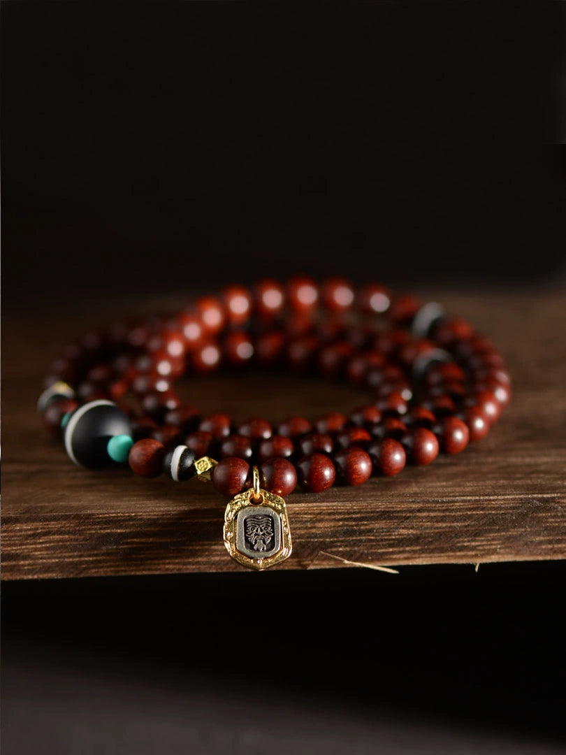 Fashion Lobular Red Sandalwood Bracelet Handmade Three-String Bracelet