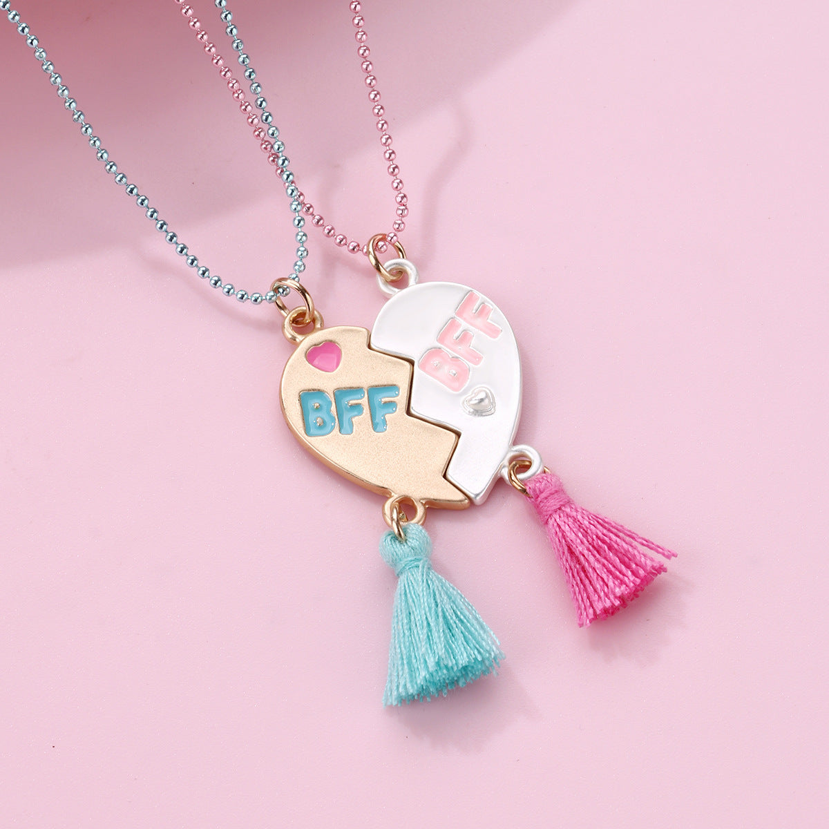 Fashion BFF Love Splicing Necklace Set with Alloy Oil Drop Pendant