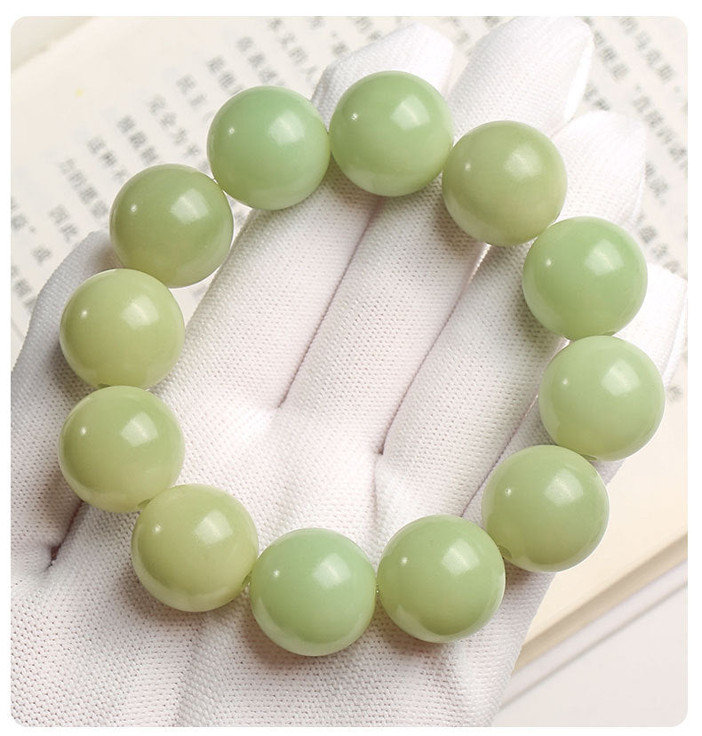 Natural Bodhi Buddha Beads  Beads Large Green Jade Bodhi Round Bead Bracelet