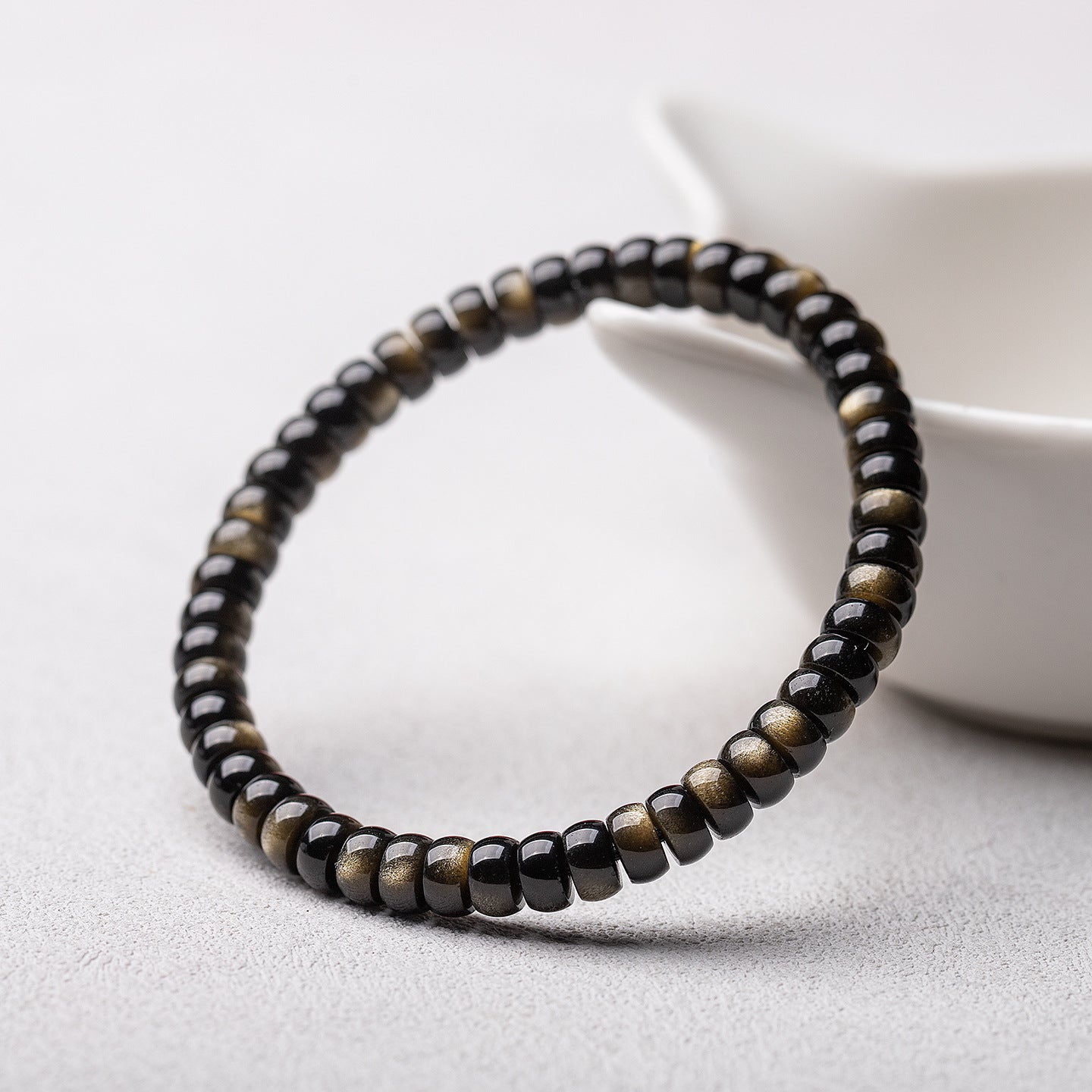 Natural Gold Obsidian Straight-Cut Thin Slice Bracelet