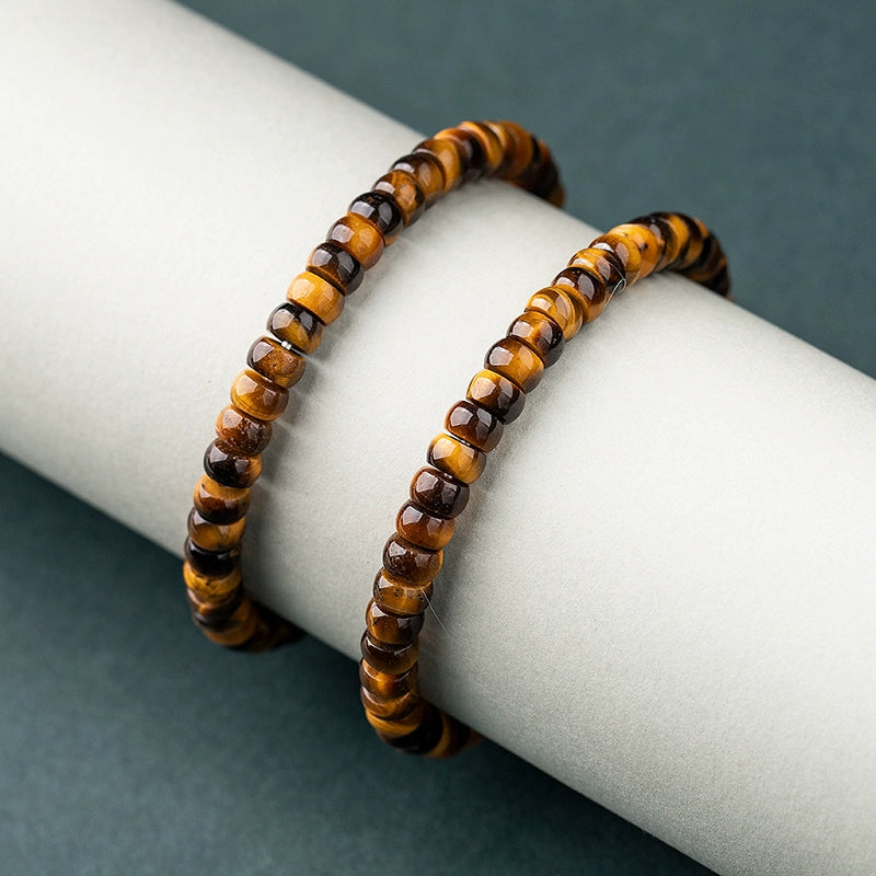 Natural Yellow Tiger’s Eye Precision Straight-Cut Thin Slice Bracelet