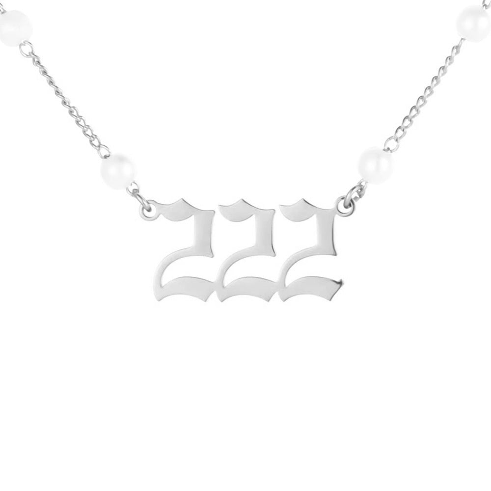 Angel Number Pearl Pendant Necklace for Women – Non-Tarnish Stainless Steel Chain with Lucky Number Charm