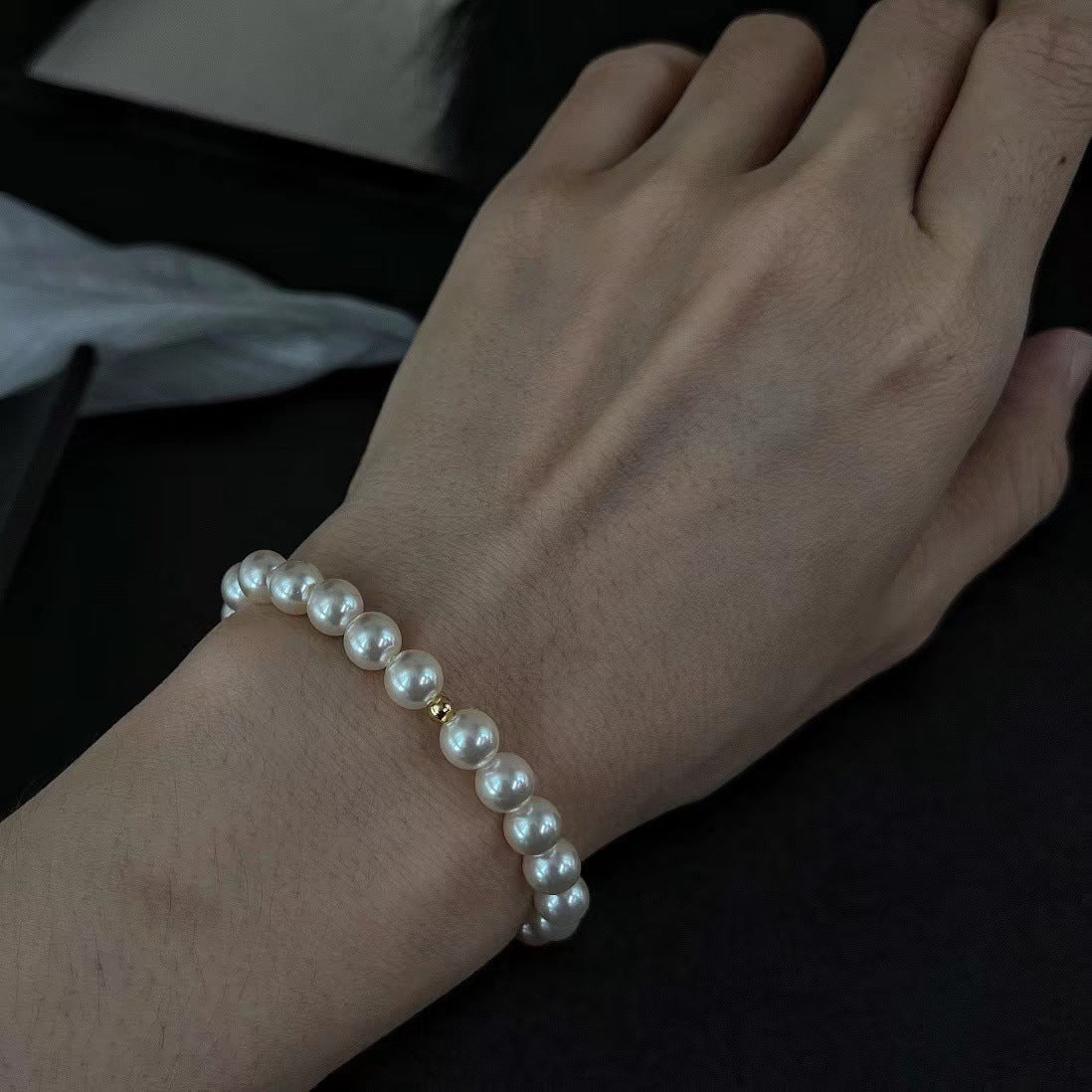 6MM Retro Warm White Artificial Pearl Bracelet Imitation Pearl Bracelet for Women