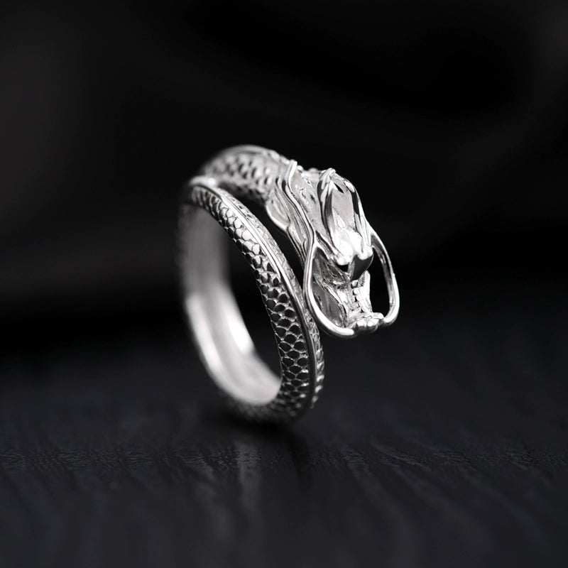 Pure Silver Zodiac Dragon Ring