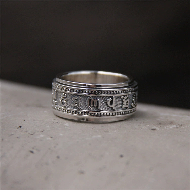 Rotatable Six-Character Mantra Ring s925 Sterling Silver Ring