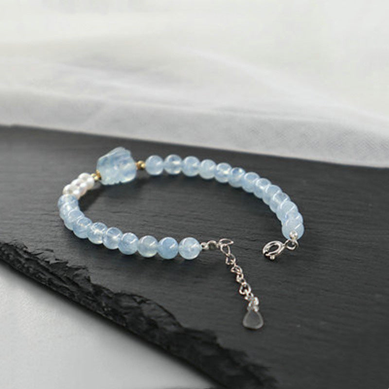 Aquamarine Rabbit Bracelet Fine Pearl Bracelet