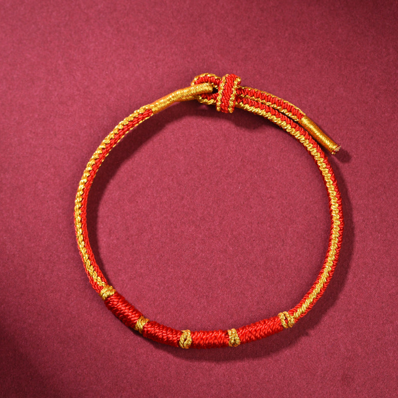 Handmade Adjustable Red String Couple Bracelet - Good Fortune Amulet