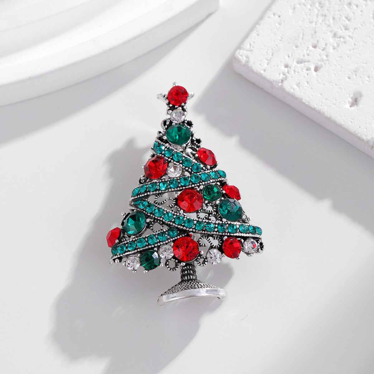 Christmas Tree Brooch Festive Holiday Gift Accessory for Women and Men