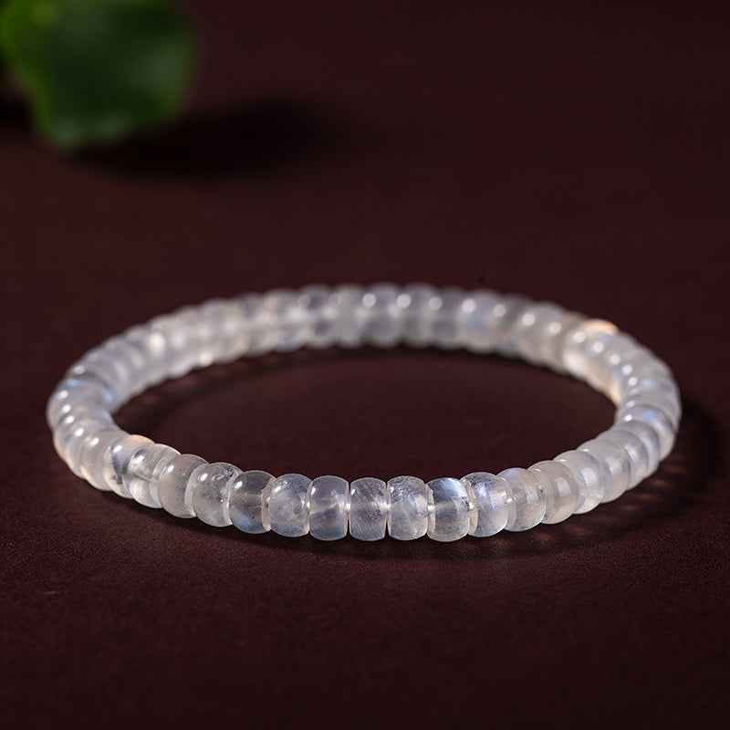Natural Sri Lankan White Moonstone Straight-Cut Beaded Bracelet - Elegant Gift for Her