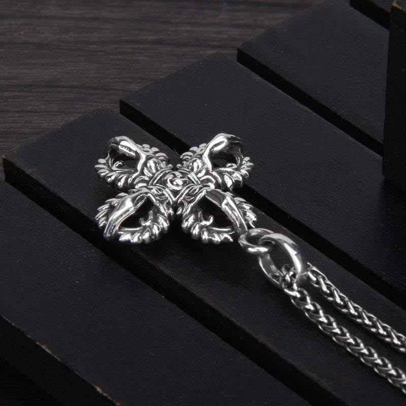 925 Sterling Silver Vajra Cross Pendant for Men & Women