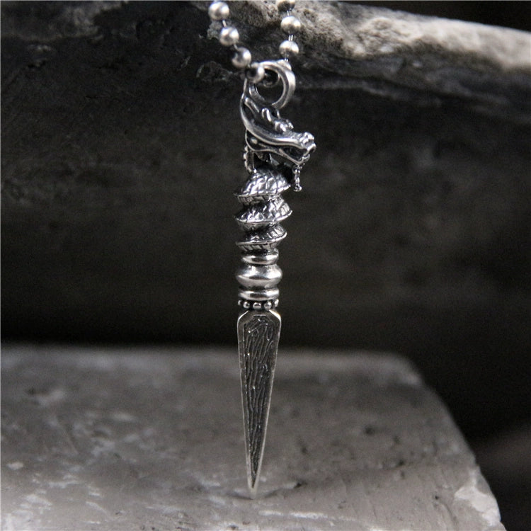 Vajra Pestle Dragon Necklace Pendant Female S925 Sterling Silver Retro Pendant Tibetan Buddha Dharma Artifact Guardian Silver Pendant