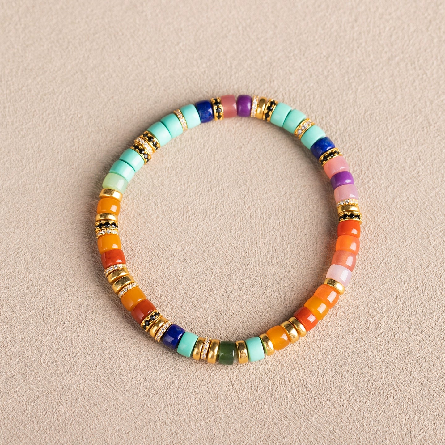 Natural Rainbow Multi-Gemstone Bead Bracelet 🌈