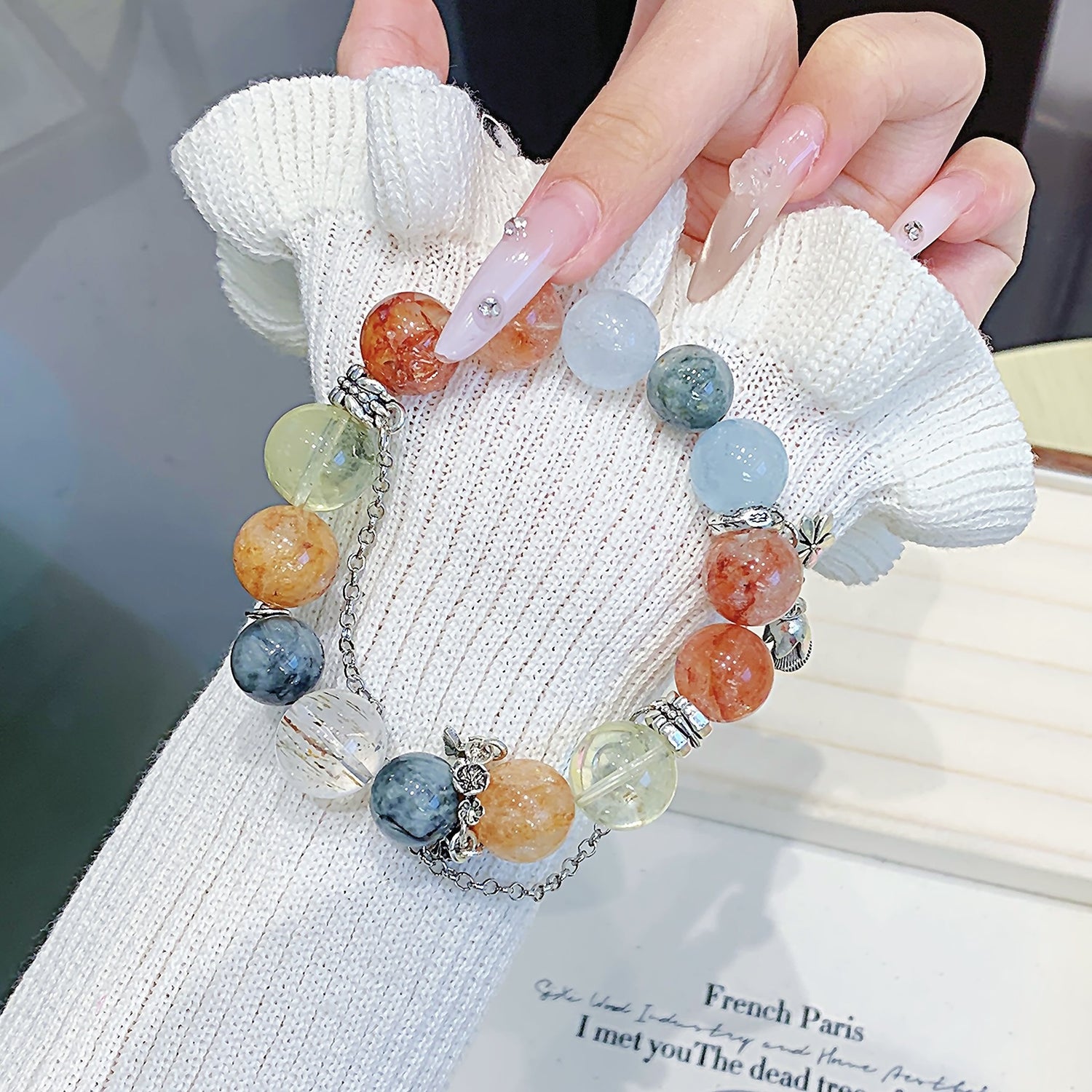 Customizable Natural Hematoid Quartz  Beaded Bracelet – DIY Unique Design