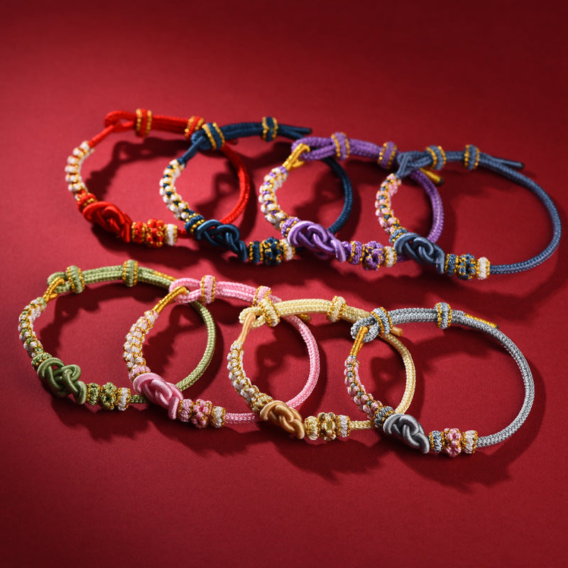 Handmade Red String Bracelet with Mandala Peach Blossom Knot – Couples’ Matching Set for Love and Connection