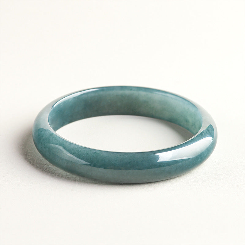 Natural A-Grade Blue Water Jadeite Bangle – Peaceful Bangle, Ice-Type Jadeite for Women