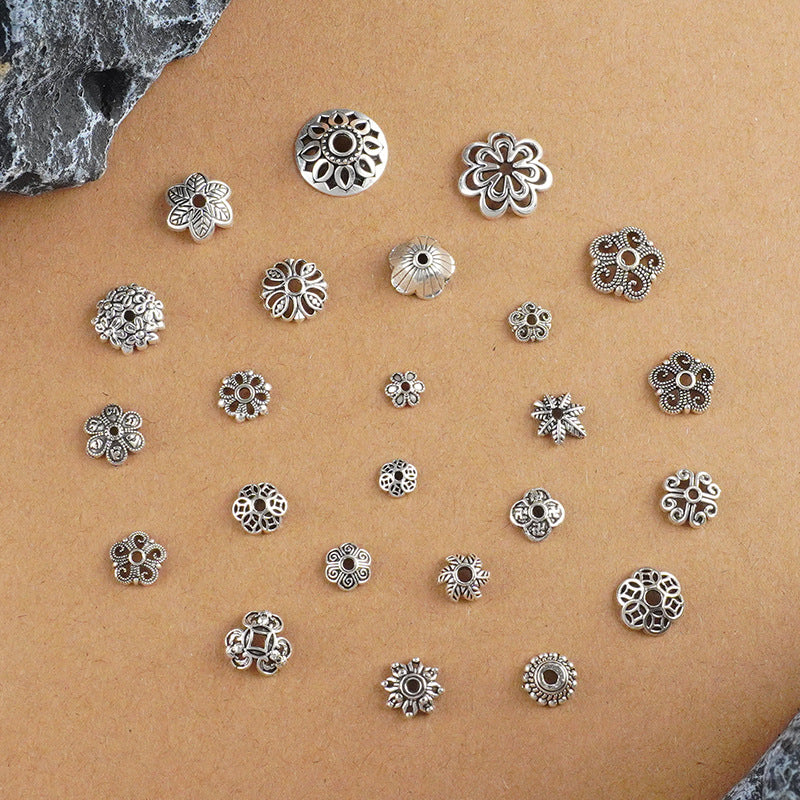 Vintage Tibetan Silver Bead Caps – DIY Spacer Beads for Bracelet Making